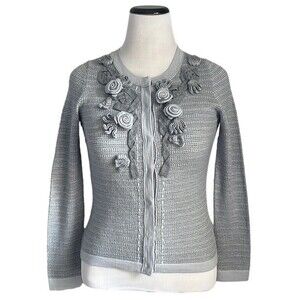Banana Republic Grey Lightweight Snap Up Wool Women's Cardigan SZ S